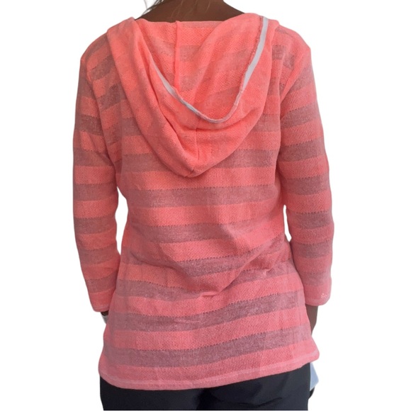 Miss Me Womens Sz Medium Bright Coral 3/4 Sleeve Knit Hooded Lightweight Sweater - Picture 16 of 16